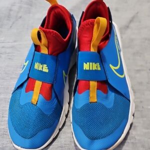 EUC Nike Flex Runner Kids Boys Blue Red Slip-On Sneakers Size 4.5Y Youth Shoes